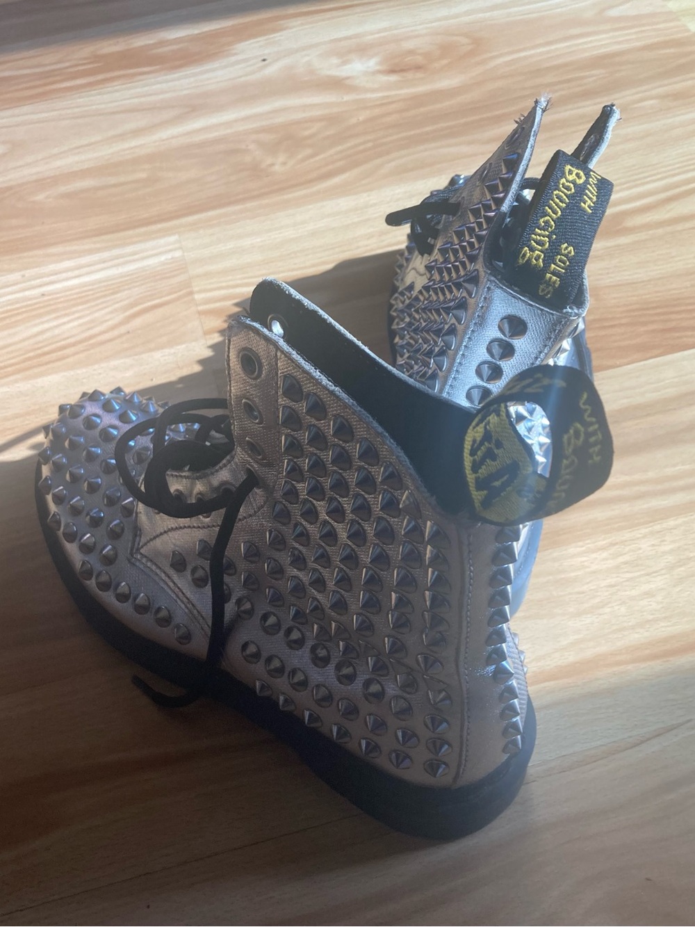 RARE Dr. Martens Silver Spike Boots Punk Goth Alt Studded Gently Preowned 8